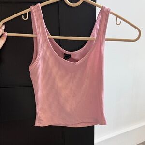 SHEIN Pink Ribbed Tank Top
